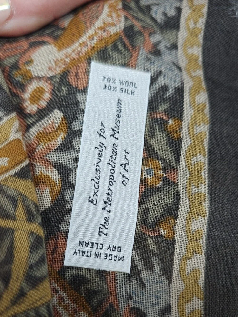 Floral Medallion Silk-Blend Scarf in Mustard and Coral
